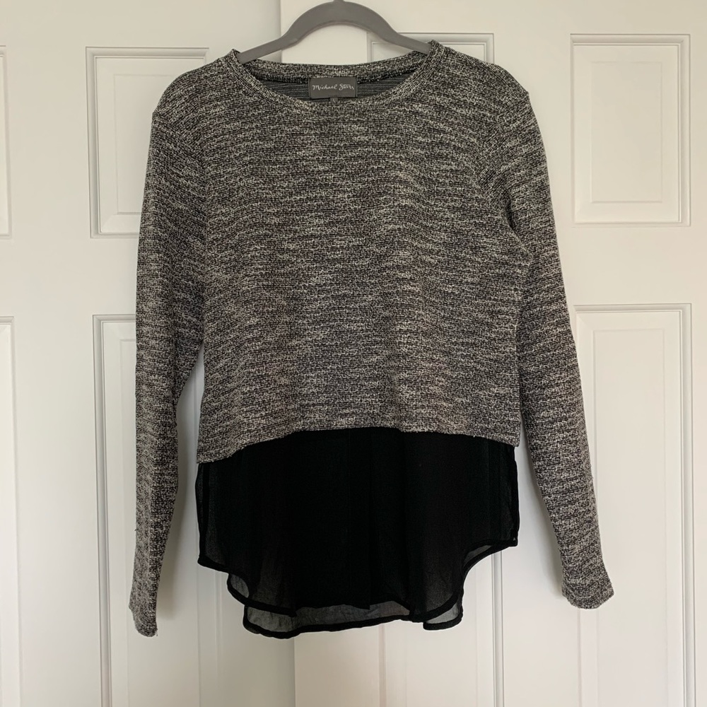 Michael Stars Gray Sweater with Sheer Underlay